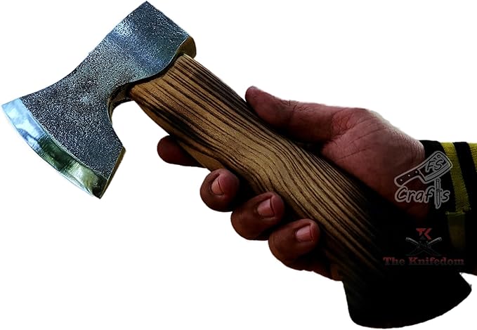 Custom and Handmade Carbon Steel Viking Axe Mini Camping Axe Hand Forged Medieval Dane Ragnar Axe Outdoor Hunting Fist Axe with Leather Sheath FS Crafts AXE004FR