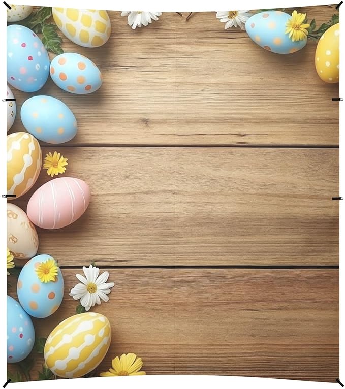 ALAZA Happy Easter Banner Colored Easter Eggs Beach Tent Sun Shelter Portable Canopy Sunshade for Outdoor Camping Picnics Backyard Fun 10x9 ft
