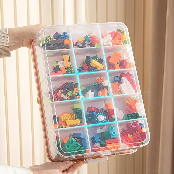 3-Tier Storage Box of Bricks for Lego PP+ABS Stackable Organizer 14.17×9.84×12.01 with Lids Green