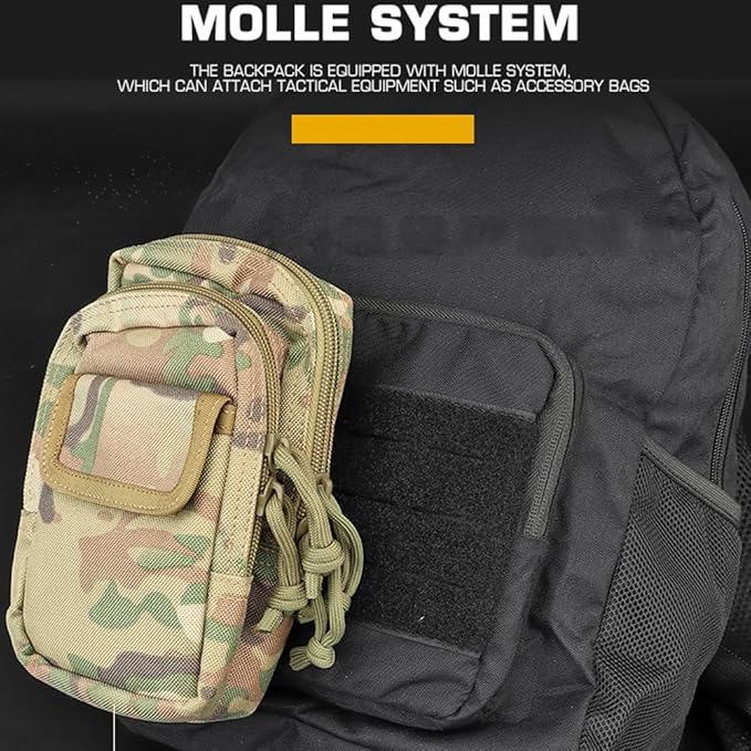 ACEXIER Tactical Expanding Backpack Foldable Pack E.DC Lightweight Molle 500D Nylon Hunting Bag Outdoor Hiking Travel Airsoft Accessories (Tan)
