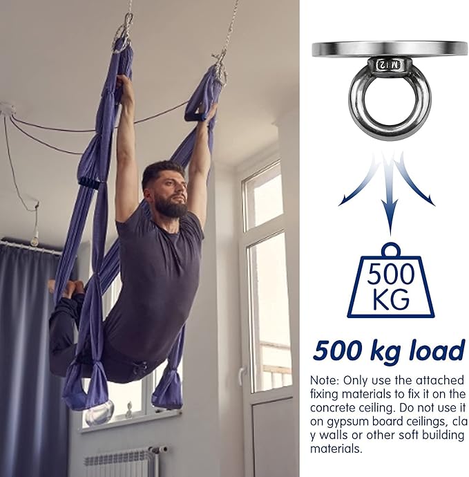 Heavy Duty Swing Hanger Hooks Stainless Steel Swing Set Accessories 360° Swivel Wall Ceiling Mount Bracket with Screw Bearable 500kg for Yoga Hammock Chair Sandbag Swing Sets