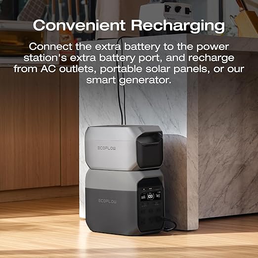 EF ECOFLOW Delta 3 Series Smart Extra Battery 1024Wh LiFePO4 Expansion Battery for Power Station Delta 2/Delta 3/Delta 3 Plus/Delta 3 1500