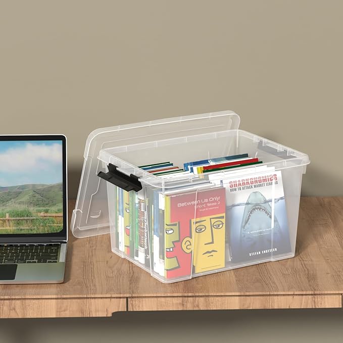 40 Quart Clear Plastic Storage Box with Lid and Wheels Large Storage Bin 4 Packs