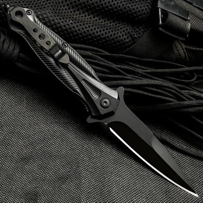 DOOM BLADE 3-piece Spring Assist Folding Pocket Knife with Pocket Clip Hunting Camping Tactical Knives - Military Style - Tactical Knife with Liner Lock