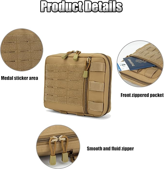 Tactical IFAK Micro Trauma Pouch Utility Laser Cut EDC Molle Tool Pouch Bag Horizontal Modular for Outdoor Activities