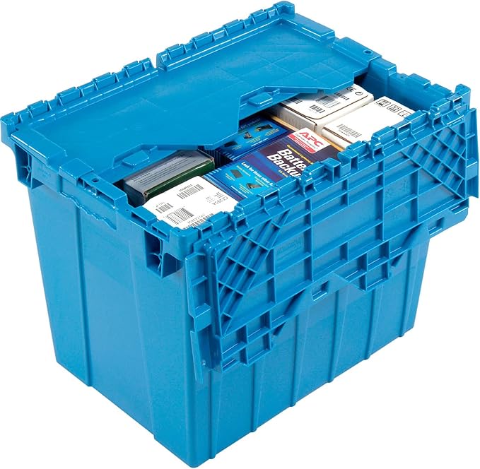 Global Industrial Distribution Container With Hinged Lid 21-7/8x15-1/4x17-1/4 Blue