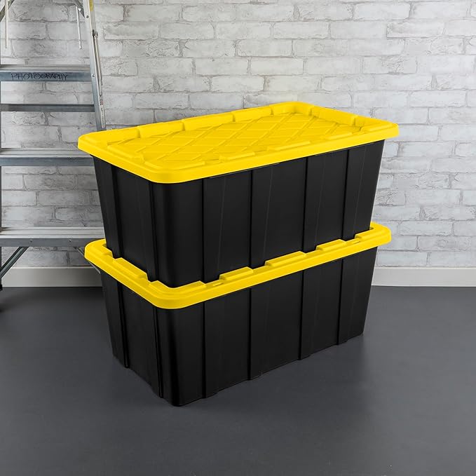 Sterilite 16-Pack Industrial Tote Plastic Storage Container Bins with Lids 38 Gallon - Heavy-Duty Organizing Containers for Closet Bathroom and Office