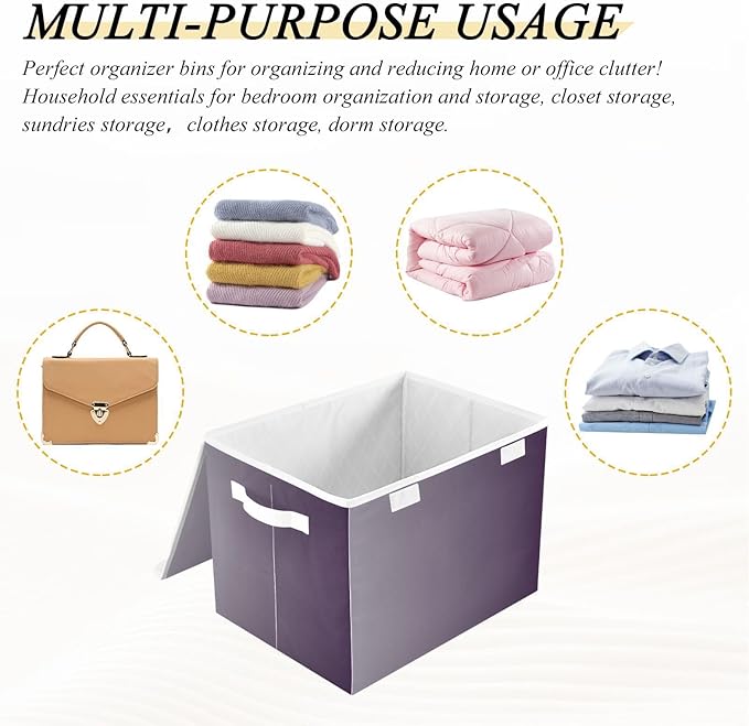 Grey Gradient Storage Containers with Lids Stackable Fabric Storage Bags for Clothes for Office Supplies Home Decor