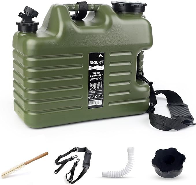 Digury 5 Gallon Water Jug Camping Water Container BPA Free Water Storage with Spigot No Leakage Portable Emergency Water Tank for Outdoor Hiking Camping Picnic Supplies Green