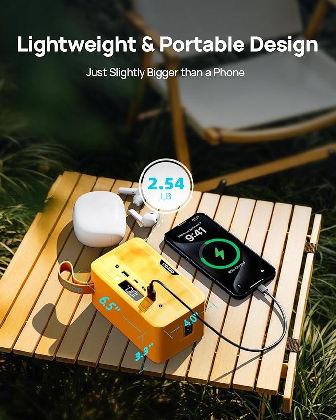 Portable Power Station 100W 89.6Wh Lightweight 2.54lb Solar Generator with USB-A 18W/15W &amp USB-C 45W/15W 40W AC/Solar Recharge for Camping Travel Drone Camera Mini Fan &amp Outdoor Emergency Bac
