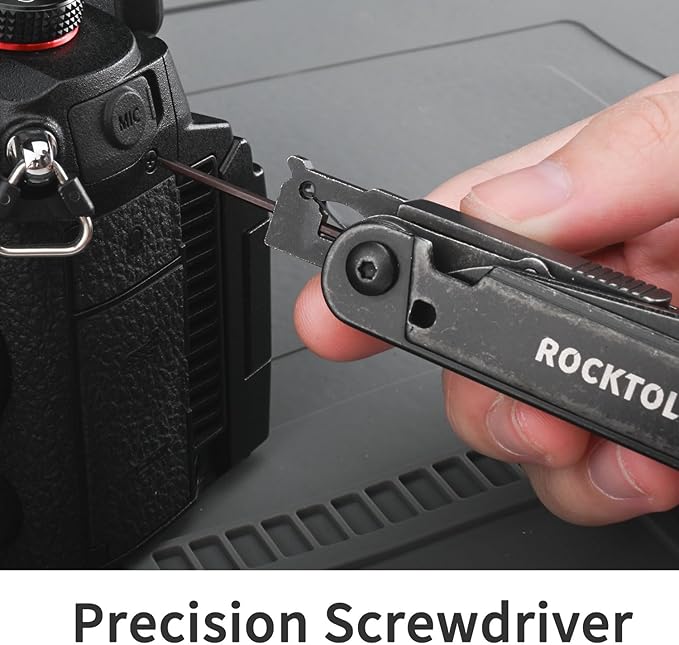 ROCKTOL Gen-R RB Multitool Pliers VG10 Blade 27-in-1 Multi-tool EDC Pocket Knife Retro Black Finish Precision Screwdriver Gut Hook for Hunting Backpacking Hiking Camping