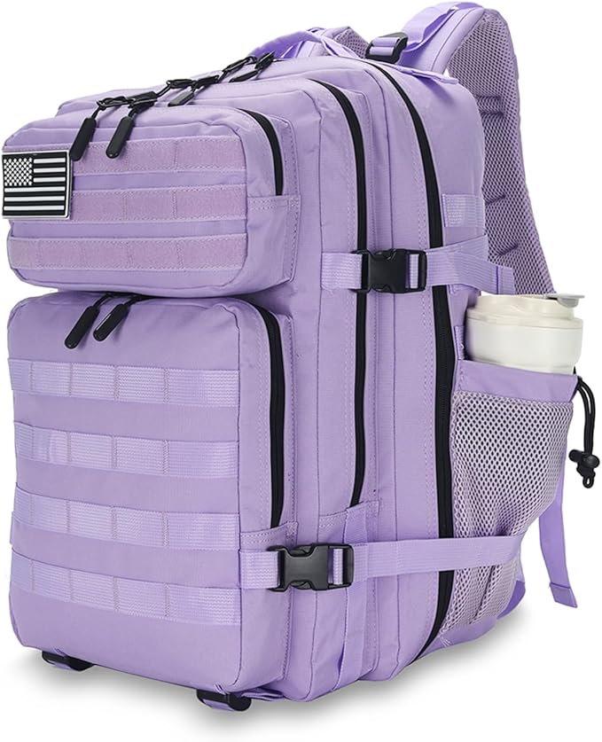 Lovelinks21 25L Tactical Backpack for Men and Women Military Backpack Small Assault Pack Molle Backpack Bug Out Bag Travel Rucksack Daypack (Light Purple)