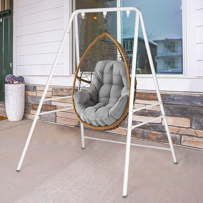 ONCLOUD Outdoor Hanging Chair Stand Heavy-Duty 450 LBS Support Outdoor Hammock Chair Stand for Patio Garden and Backyard (White)