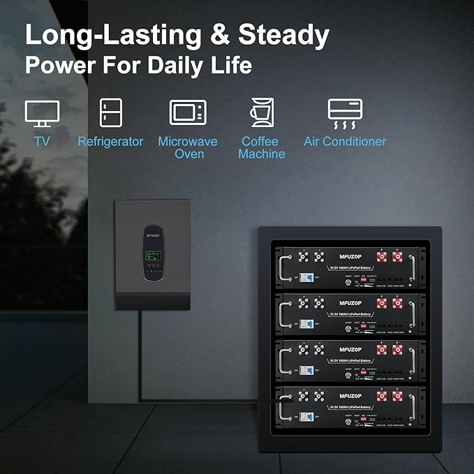 48V 100Ah LiFePO4 Battery with Bluetooth App 5.12kWh Server Rack Battery with Built-in 100A Smart BMS 6000+ Deep Cycles Lithium Battery for Solar Energy Storage Off-Grid System Home Backup