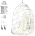 Chihee Egg Chair Foldable Wicker Rattan Hanging Swing Chairs Indoor Outdoor Patio Wicker Chair Hammock Chair with Stainless Steel Hanging Kit Chain Link UV Resistant Cushion Bedroom Balcony