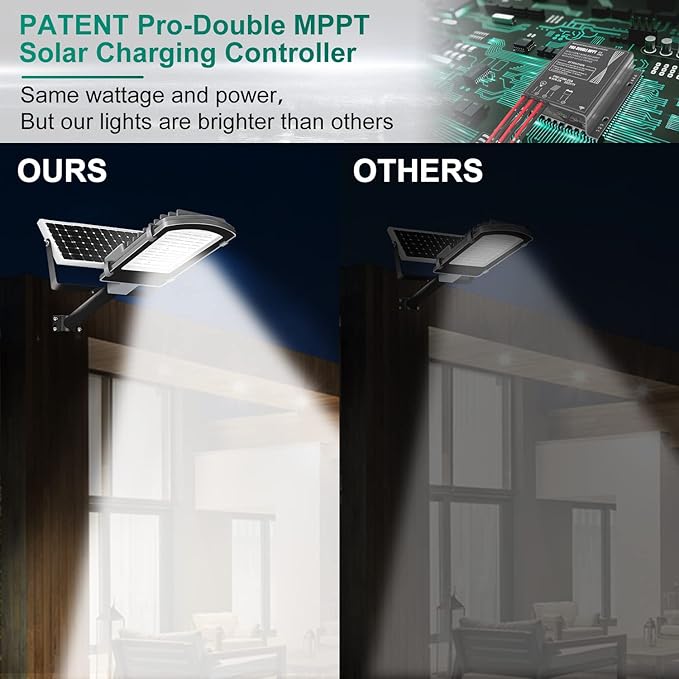 Gebosun 100W LED Solar Street Lights Outdoor 18000LM 6000K Waterproof Outdoor Solar Flood Light Dusk to Dawn Security Yard Light with Remote Control Solar Garden Lamp for Pathway Driveway