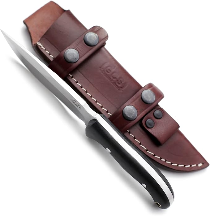GCS Handmade D2 Steel Hunting Knife with Black Micarta Handle Full Tang Blade and Leather Sheath for Hunting Hunting Camping Survival EDC-GCS 947