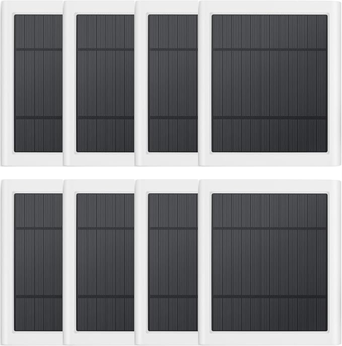 8 Pack IP65 Solar Panel for Rings Camera 4W Solar Charger Compatible with Rings Spotlight &ampAll-New Stick Up Outdoor Cam Battery 10ft Long Cable with USB-C to Barrel Plug Adapter