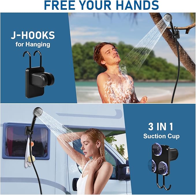 Portable Camping Shower Kit 6000mAh Rechargeable Outdoor Shower Kit with Intelligent LED Display for Camping Hiking RV Traveling Beach