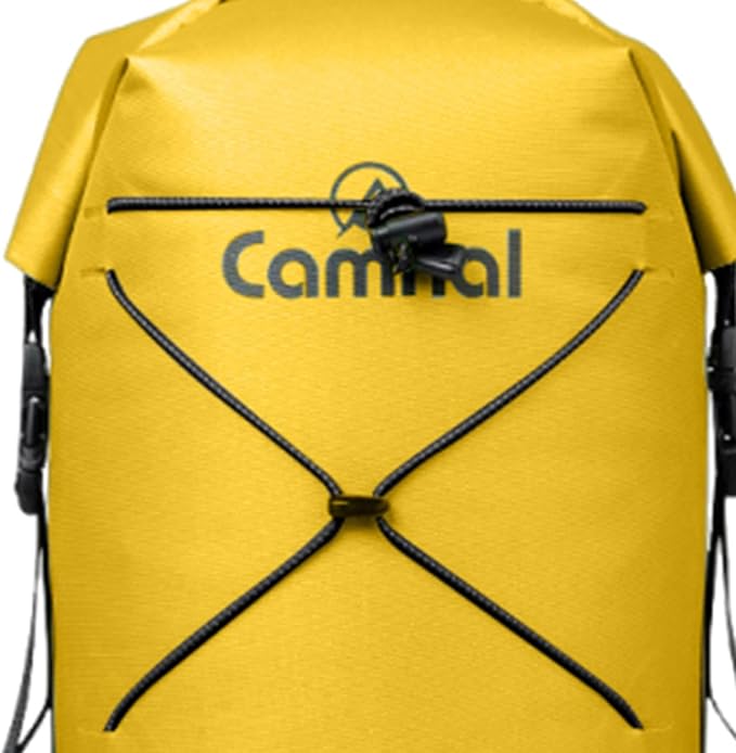 pistro 20L Waterproof Dry Backpack for Hiking Camping Boating with Wet Dry Separation Floating Dry Bag- Yellow