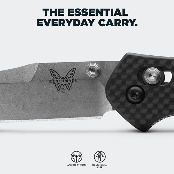 Benchmade - Osborne Every Day Outdoor Folding Knife Reverse Tanto Blade with Black Carbon Fiber Handle (940-1)