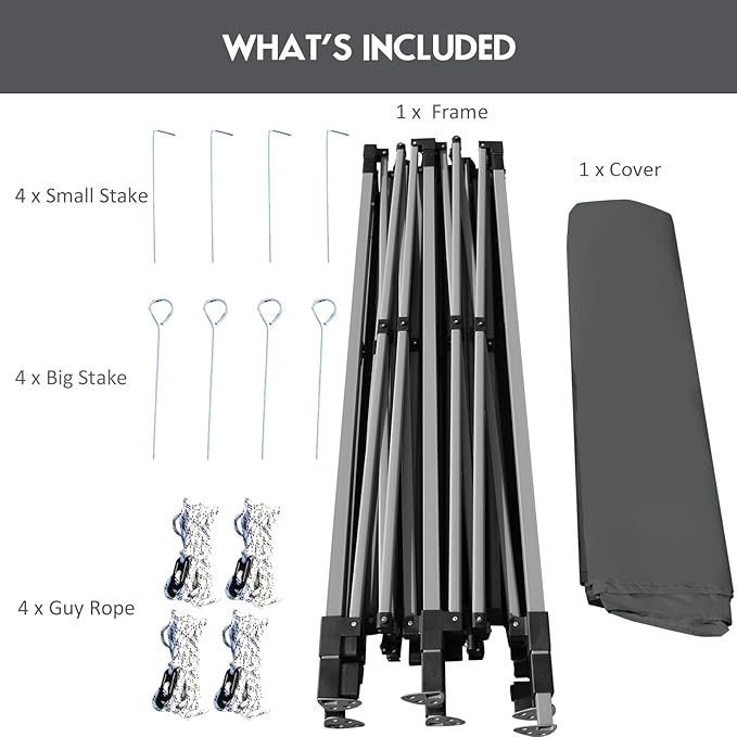 Tangkula 10x10 Ft Pop Up Canopy Easy Set-up Outdoor Tent Commercial Instant Shelter Portable Folding Canopy Tent w/Wheeled Carry Bag 3 Adjustable Heights Guy Ropes &amp Ground Stakes (Grey)