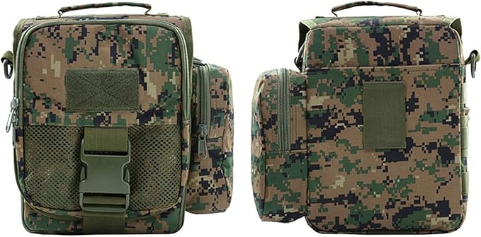 Tactical Messenger Bag Small - Men Military MOLLE Crossbody Pack EDC Belt Pouch with Phone Zippered Pocket(Patch Included) (Jungle Digital)