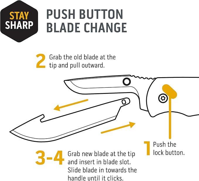 OUTDOOR EDGE RAZOR VX1 Black with 9 Black Drop Point Blades &amp 1 Serrated Blade - Replaceable Blade EDC Folding Pocket Knife - 3 Stainless Blade Black Anodized Aluminum Handle Reversible Pocket