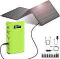 powkey 24000mAh/65W Solar Generator 30W with Panels Included 88Wh Portable Power Station with AC Outlet Lithium Battery Rechargeable Powered Bank with 110V AC Outlet for Emergency (Green+Black)
