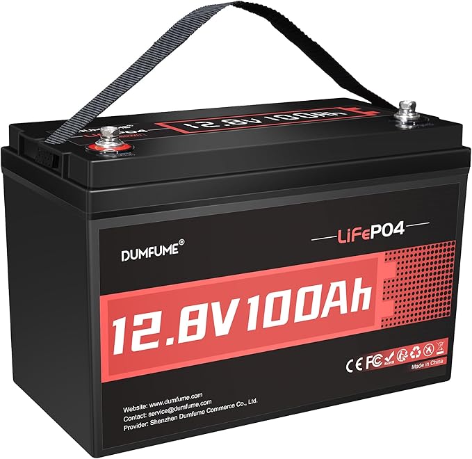 12V 100Ah LiFePO4 Lithium Battery Built-in 100A BMS Group 31 6000+ Deep Cycles Rechargeable Battery Ideal for RV Solar Off-Grid Systems Home Energy StorageMarine