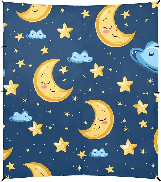 ALAZA Moon Stars Cartoon Seamless Beach Tent Sun Shelter Portable Canopy Sunshade for Outdoor Camping Picnics Backyard Fun 10x9 ft