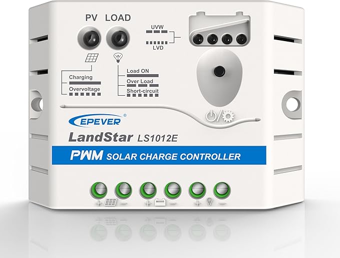 EPEVER Solar Charge Controller 10A 12V PWM Regulator with LED Indicator for Off Grid Solar Panel Battery Charging System (LS1012E)