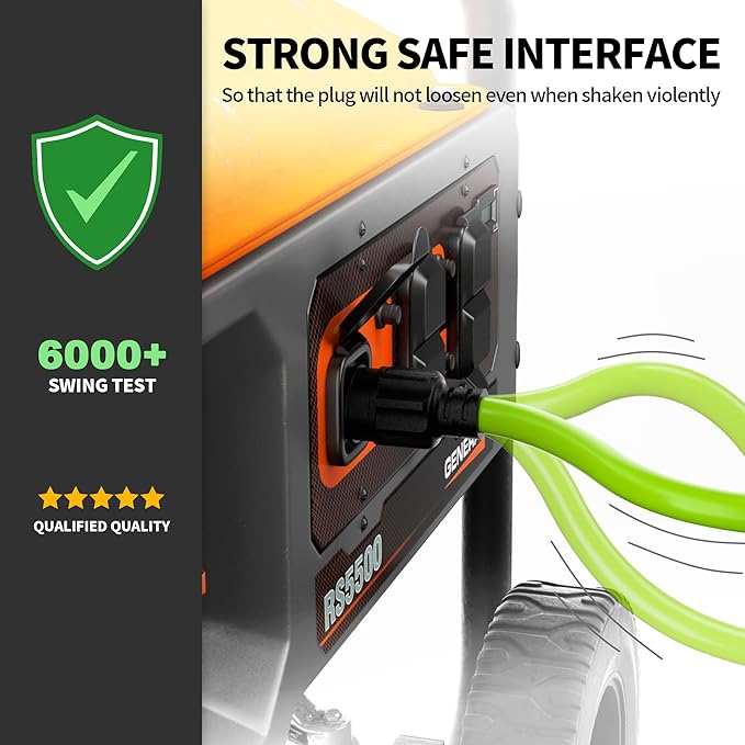 POWGRN 15Feet 30 Amp Generator Extension Cord 4 ProngHeavy Duty NEMA L14-30P/L14-30R125/250V 7500WGreen 10 Gauge STW Twist Locking Generator to House Power Cords with Cord OrganizerETL Listed