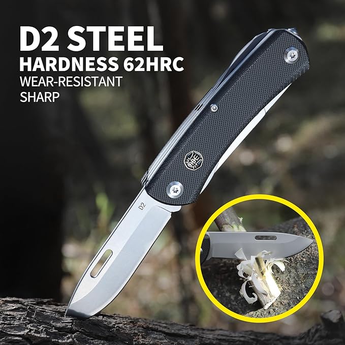 9-in-1 Multitool D2 Steel 440A Stainless steel Scissors Automobile safety hammer Screwdrivers Wire Stripper G10 Handle Camping EDC Home Repair Tool Gift for Men