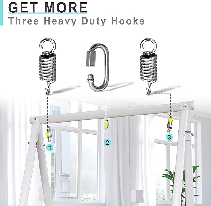 YOXIFOC Reinforced Base &amp Triangular Structure Hammock Stand with 2 Storage Baskets Swing Stand with 3 Hooks Fit for Most Hanging Chair for Oudoor&ampIndoor (Stand Only) (Coffee)