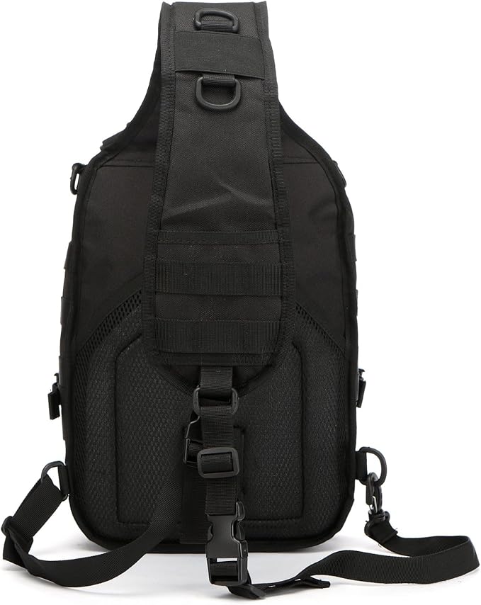 Outdoor Tactical Bag Fishing Military Sport Bag Pack Sling Shoulder Backpack for Every Day Carry (Black)