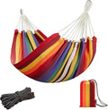 JoyView Brazilian Hammock for Single Person Portable Hammock with Hanging Ropes &amp Carry Bag Large 78.8x39.4” for Patio 300LBS Capacity Perfect for Outdoor/Indoor - Red Stripes