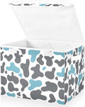 Milk Cow Print Lidded Home Storage Bins Closet Storage Bins Foldable Oxford Fabric Storage Box for Home Bedroom Closet Office (16.5x12.6x11.8 in)