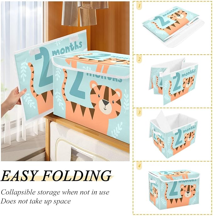 2_months Storage Bins with Lid Foldable Shoe Storage Bins with Lids for Storage for Home Studyroom Office Basket