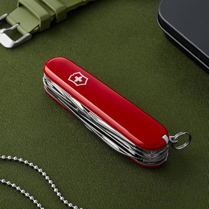 Victorinox Fieldmaster Swiss Army Knife 15 Function Swiss Made Pocket Knife with 2 Blades Scissors Philips Screwdriver and Bottle Opener - Red