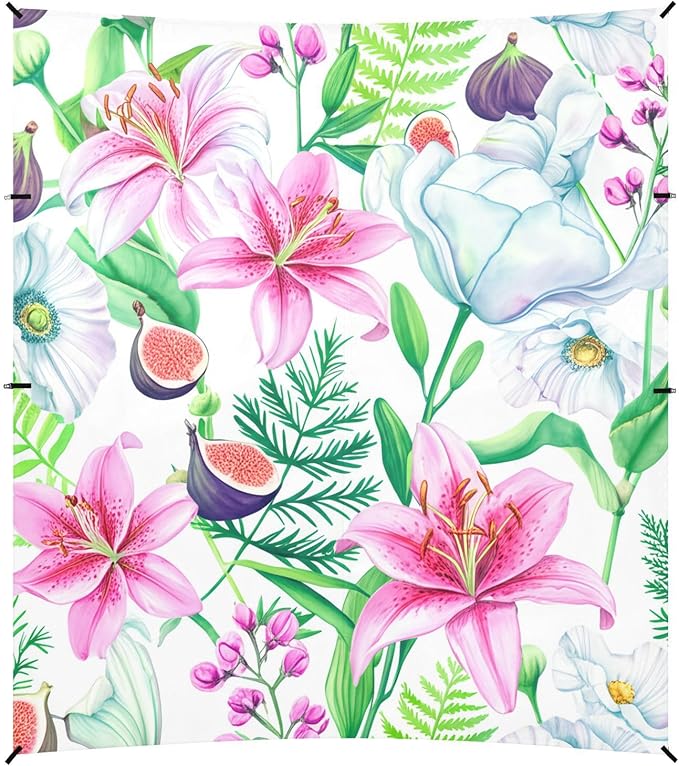 Beach Canopy with Windproof Ropes &amp Sandbags Beach Tent Sun Shade Sun Shelter for Camping Trips Fishing Backyard Fun or Picnics Watercolor Flower