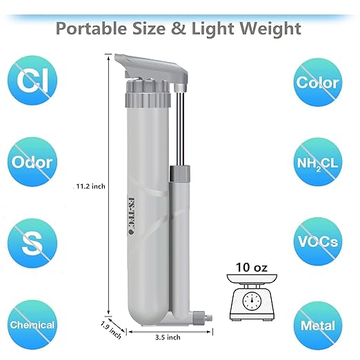 FS-TFC Water Purifier Survival Gear 4-Stage Portable Water Filter 1.5L/Min Fast Flow for Personal or Small Group Hiking Camping Travel and Emergency Preparedness