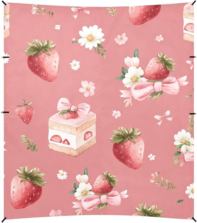 ALAZA Strawberry Cake Bow Pattern Beach Tent Sun Shelter Portable Canopy Sunshade for Outdoor Camping Picnics Backyard Fun 10x9 ft