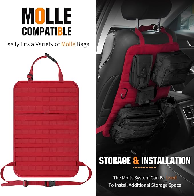 IronSeals Car Seat Back Organizer Tactical Molle Panel Sag Proof &amp Multi-Purpose Tactical Molle Pouch Waist Bag for Mobile Phone Belt Pouch Holster