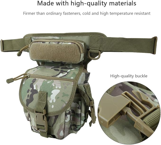 Oxford Cloth Drop Leg Bag Reporter Pouch Multifunctional Photography Leg Bag with Quick Access Pockets Durable 900D Oxford Fabric for Sports Outdoor Activities (CP (spot) One Size)