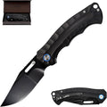 ALBATROSS Ultra-Light All Black EDC Knife 2oz D2 Steel Blade G10 Handle Liner Lock Thumb Hole Pocket knives for Mother's Day Father's Day Birthday Gift Box