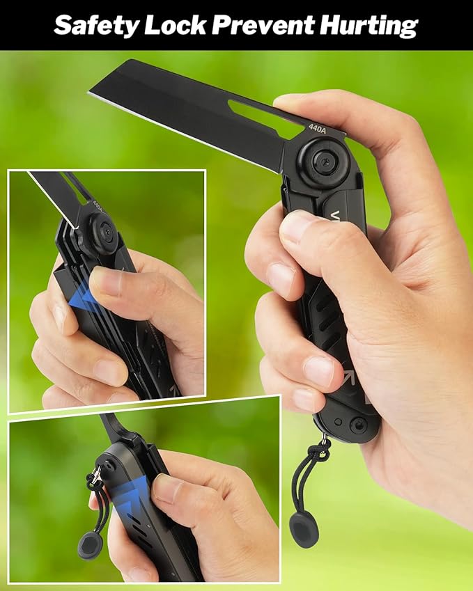 VIPERADE VAK4 Multitool Pocket Knife for Men Multifunctional 21-in-1 Multitool Pocket Knife with Pouch Outdoor Camping Survival and Everyday Use (K4-Black)