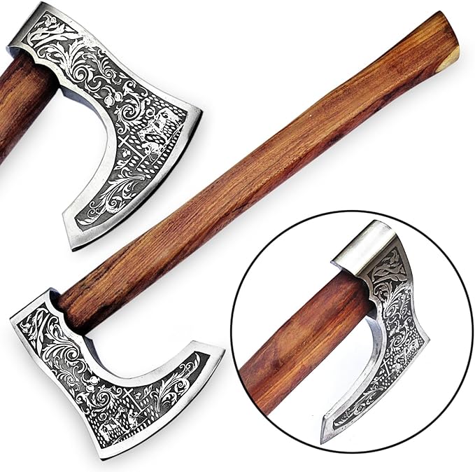 Custom Handmade Viking Hatchet Axe Carbon Steel Bearded Axe - Camping Axes - Tomahawk Battle Axe - Estwing Ax - Axe with Leather Sheath - Ideal Gift for Men Birthday for Him (9875)
