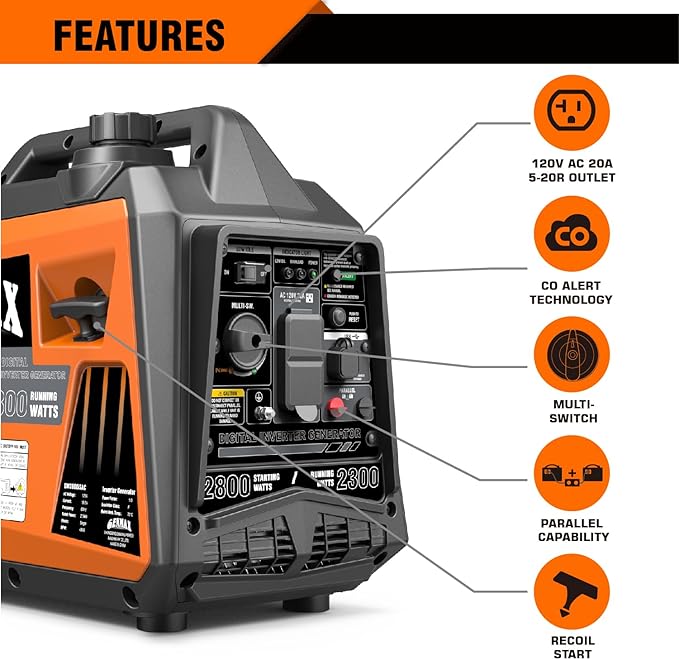 GENMAX GeneratorEPA Compliant Eco-Mode Feature Ultra Lightweight for Backup Home Use &amp Camping
