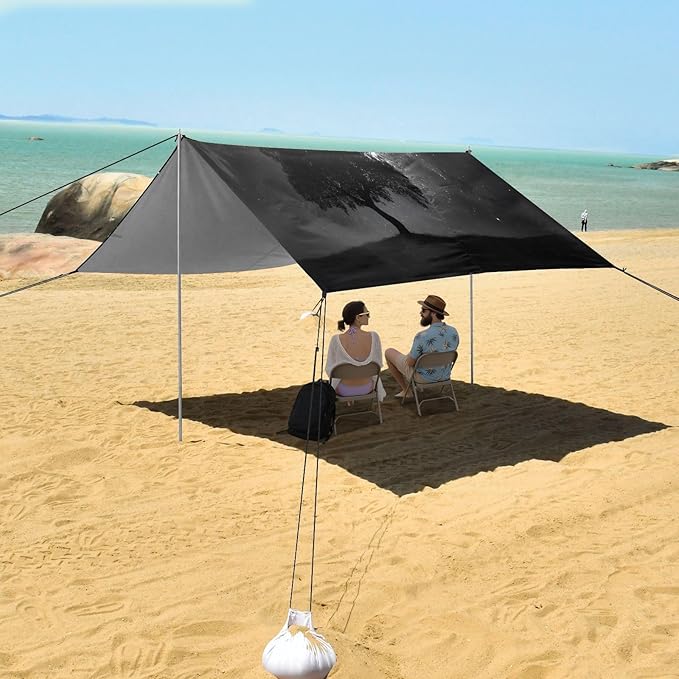 Galaxy Night Tree Beach Tent Sun Shelter Set UPF50+ UV Protection 10.5 x 9.19 FT Camping Shade Canopy with Sandbags Sand Anchors Carrying Bag and Others